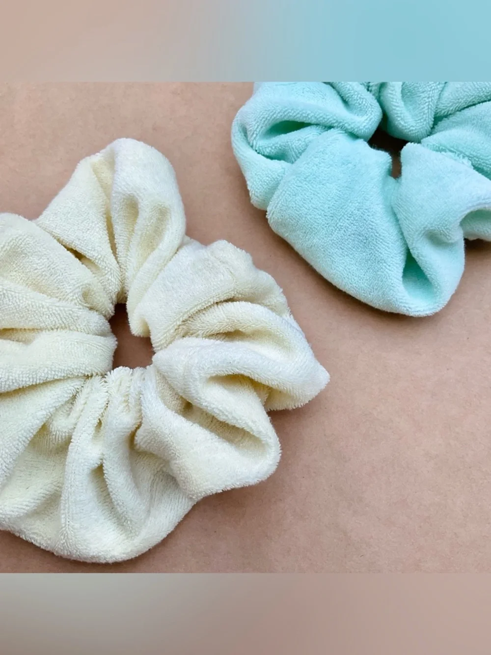 Bundle .• Pastel Terry Cloth Jumbo Scrunchies & Turban Hair Towel